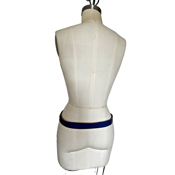 VTG Rare 33" 80s ACCESSOCRAFT NYC Glass Cab 5 Concho Buckle Blue Leather Belt - Picture 5 of 16